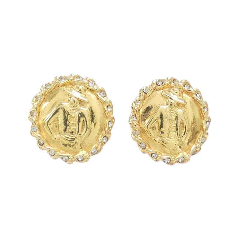 Chanel Vintage Earrings Gold Crystal