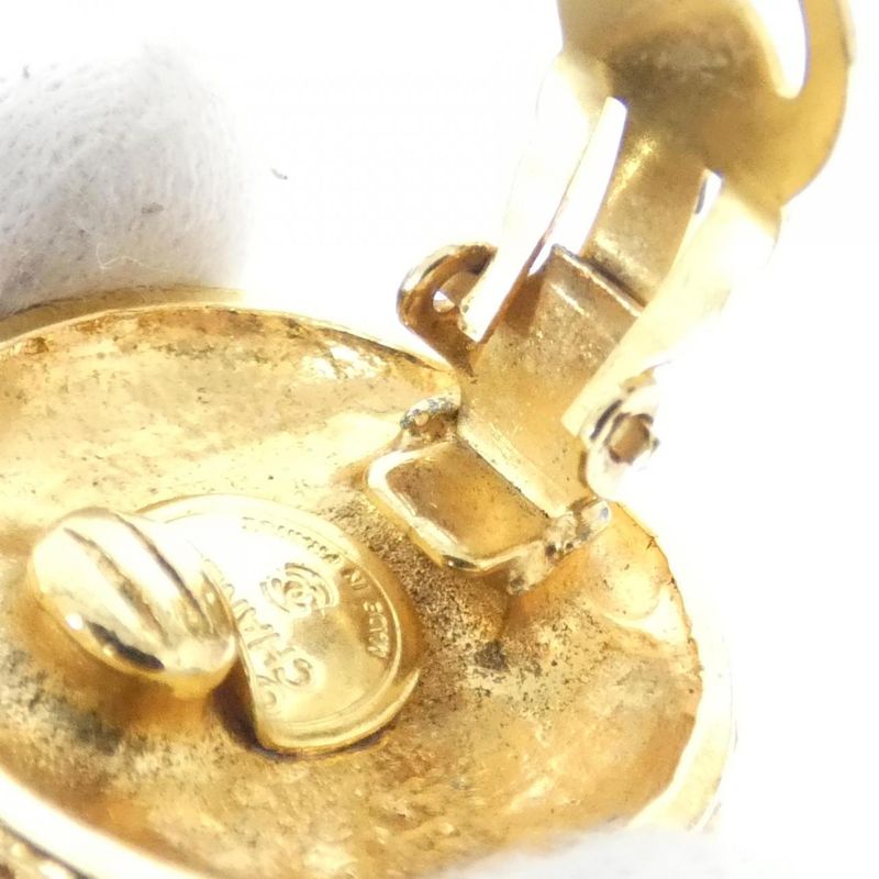 Chanel Vintage Earrings Gold Crystal