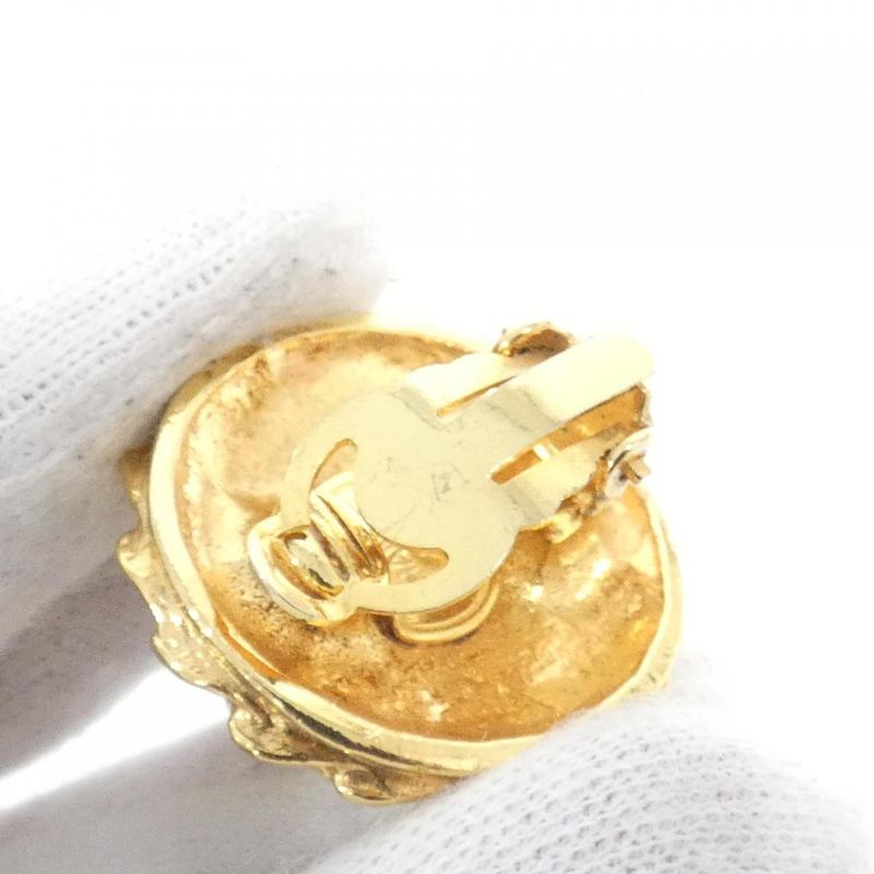 Chanel Vintage Earrings Gold Crystal