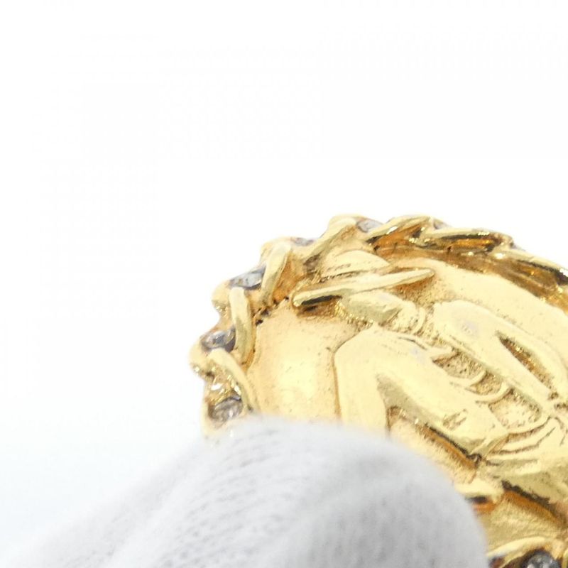 Chanel Vintage Earrings Gold Crystal