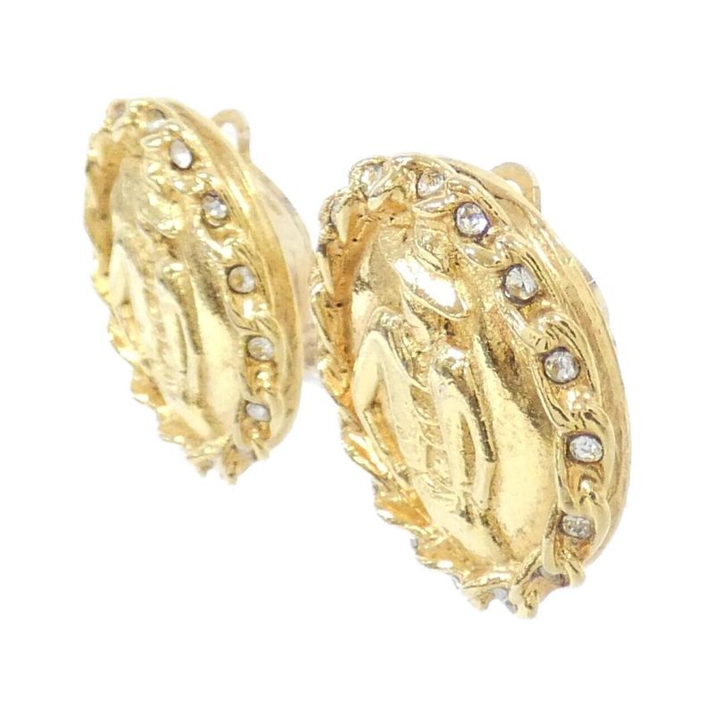 Chanel Vintage Earrings Gold Crystal