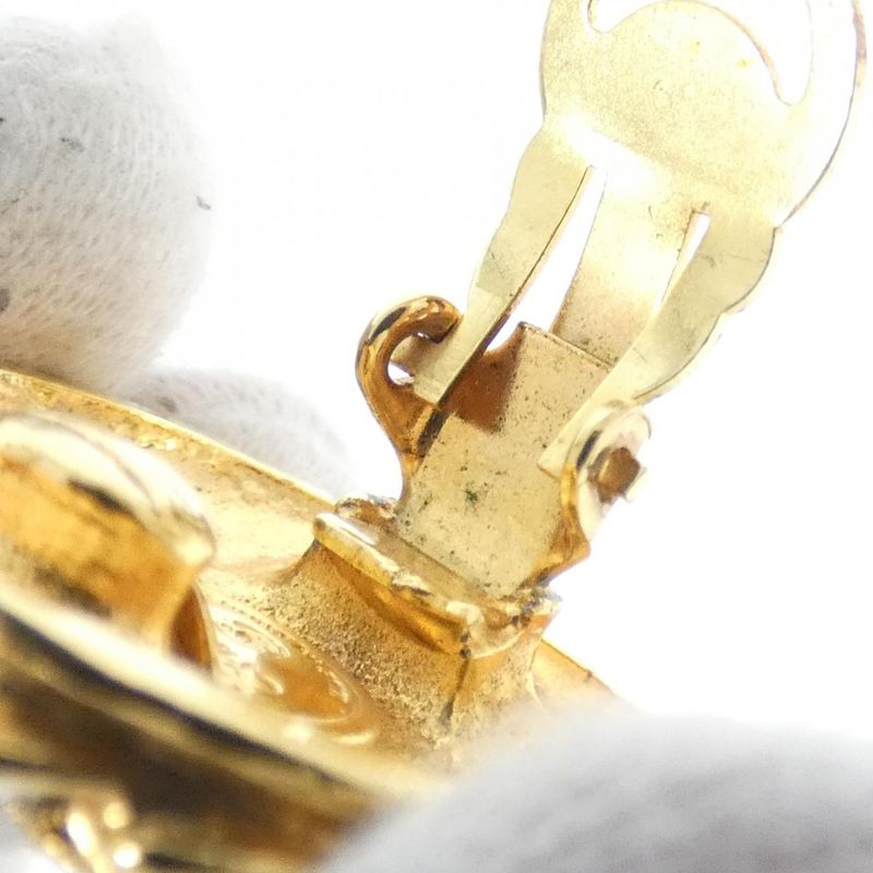 Chanel Vintage Earrings Gold Crystal
