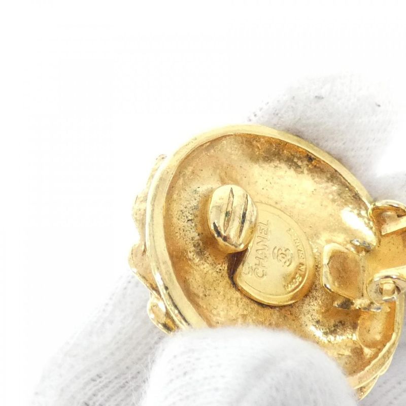 Chanel Vintage Earrings Gold Crystal
