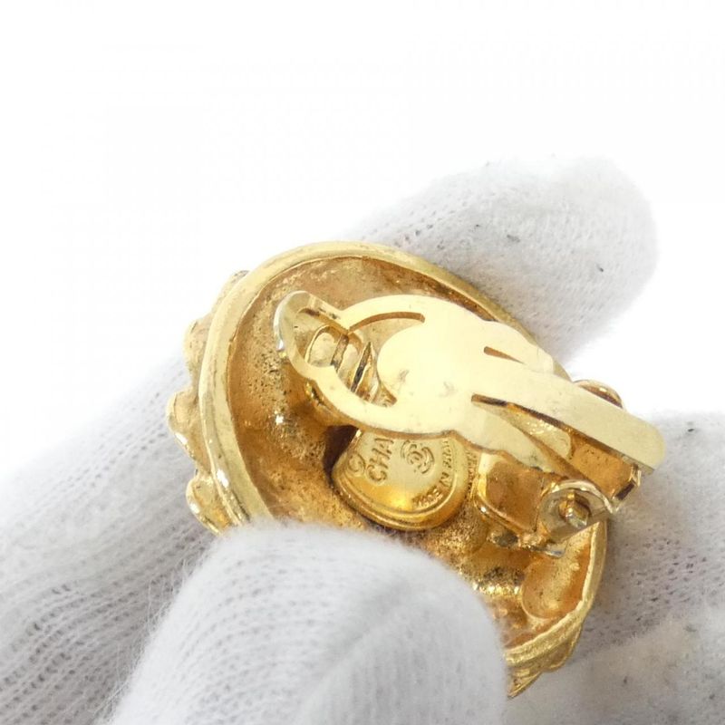 Chanel Vintage Earrings Gold Crystal
