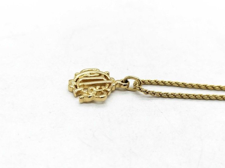 Dior Necklace Emblem Logo Gold Metal