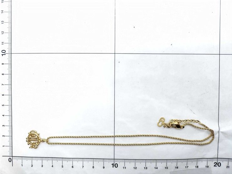 Dior Necklace Emblem Logo Gold Metal