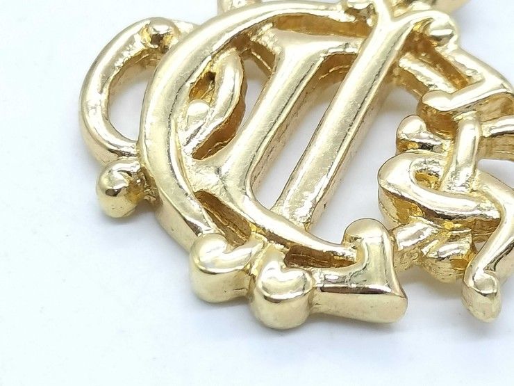Dior Necklace Emblem Logo Gold Metal