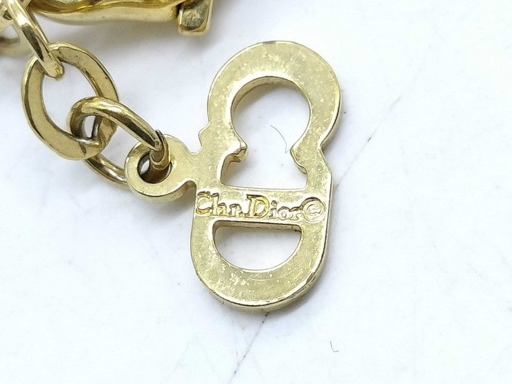 Dior Necklace Emblem Logo Gold Metal