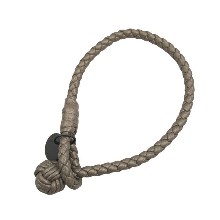 Bottega Veneta Bracelet Intrecciato Grey Leather Metal Greige