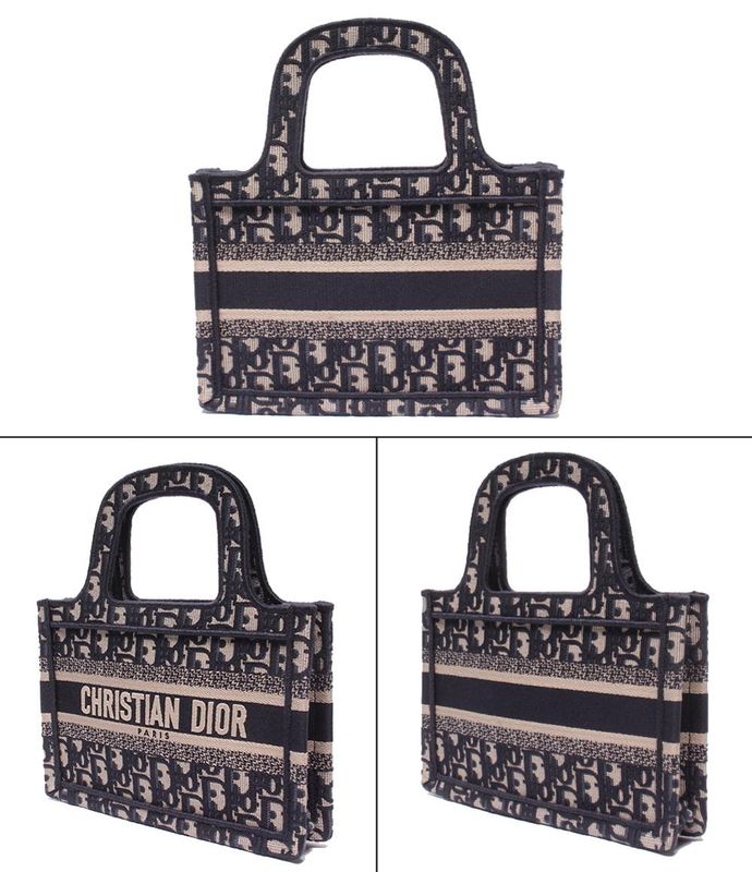Dior Handbag Trotter Oblique Book Tote Mini Navy Others