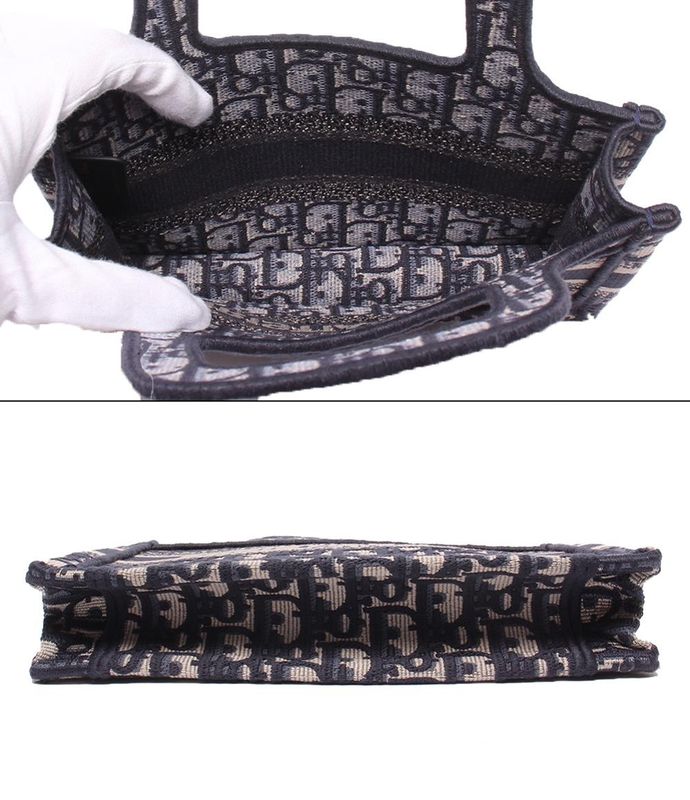 Dior Handbag Trotter Oblique Book Tote Mini Navy Others