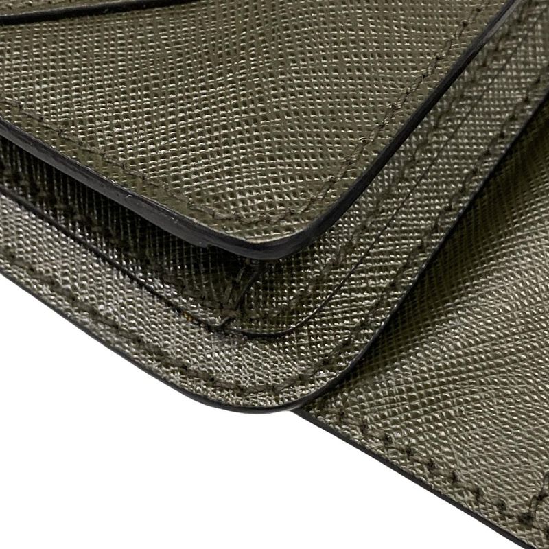 Prada Shoulder Bag Khaki Black Leather X