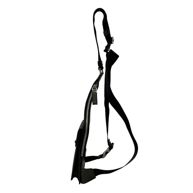 Prada Shoulder Bag Khaki Black Leather X