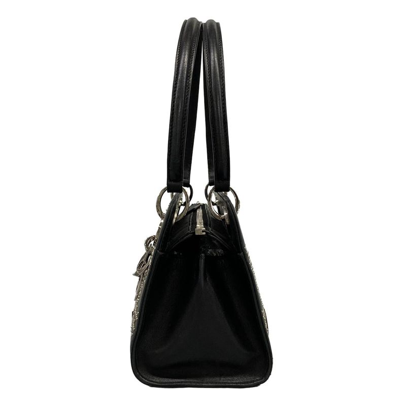 Dior Handbag Cannage Stitch Black Studs Leather