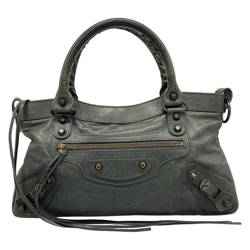 Balenciaga Handbag the First Blue Gray Leather