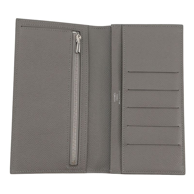 Hermes Bifold Wallet Citizen Twill Long Silk in Grimeia Silver
