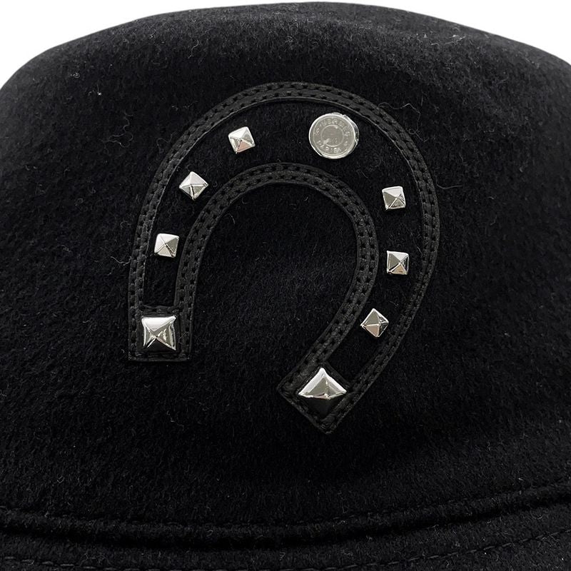 Hermes Hat Harper Lucky Horseshoe Motif Cashmere 59 Hat Black
