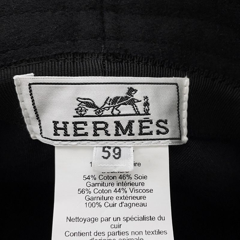 Hermes Hat Harper Lucky Horseshoe Motif Cashmere 59 Hat Black
