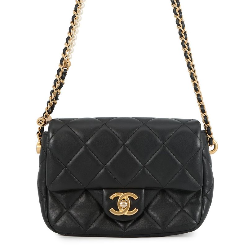 Chanel Chain Shoulder Bag Mini Quilted Faux Pearl Lambskin