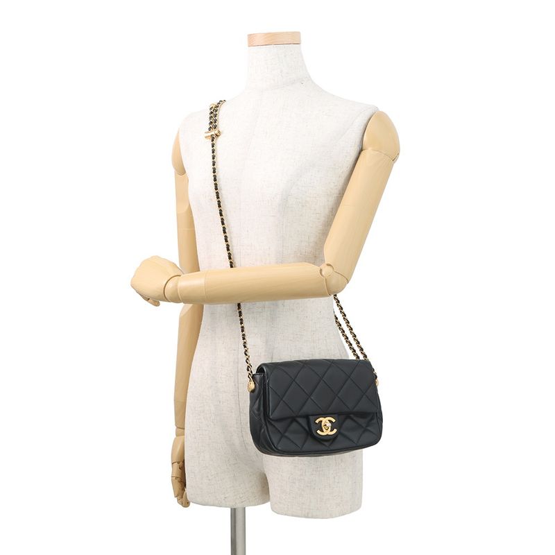 Chanel Chain Shoulder Bag Mini Quilted Faux Pearl Lambskin