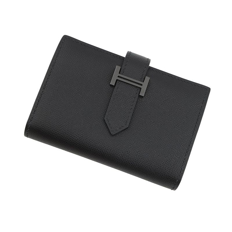 Hermes Card Case Bearn Mini Coin Purse Monochrome Black Vo Madame