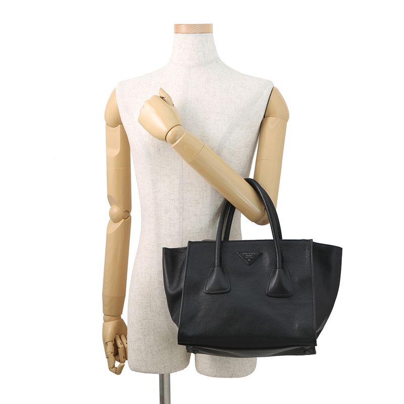 Prada Handbag Leather 2-Way Bag Black