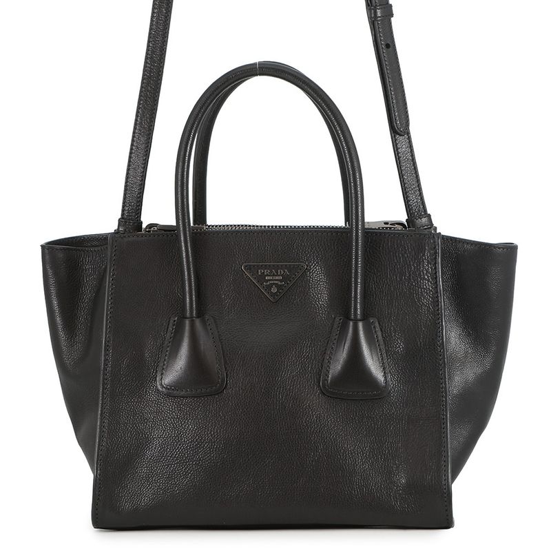 Prada Handbag Leather 2-Way Bag Black