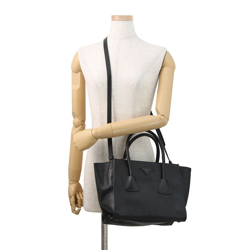 Prada Handbag Leather 2-Way Bag Black
