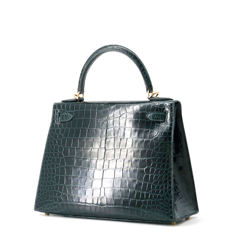 Hermes Handbag Kelly 28 Sellier Verse Chypre Gold Porosus Matte Veil Cipre