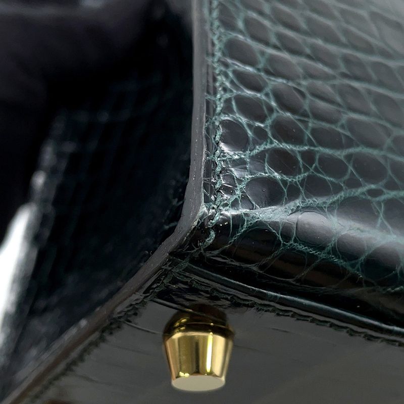 Hermes Handbag Kelly 28 Sellier Verse Chypre Gold Porosus Matte Veil Cipre