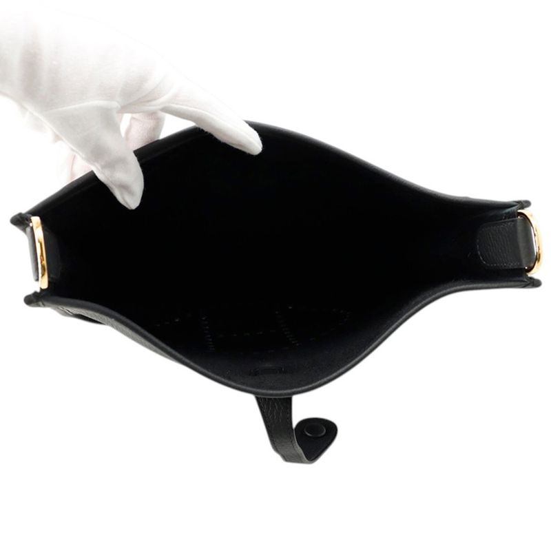 Hermes Shoulder Bag Evelyne 3 PM Black Gold Taurillon Clemence