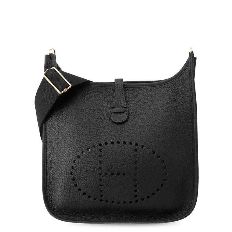 Hermes Shoulder Bag Evelyne 3 PM Black Gold Taurillon Clemence