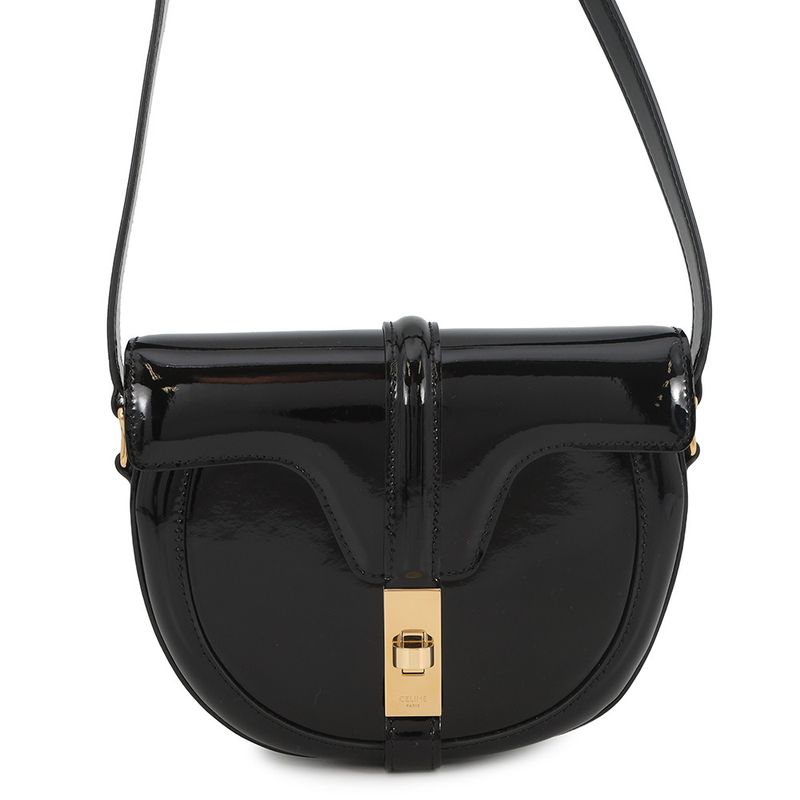 Celine Shoulder Bag 16 Saises Besace Small Patent Black