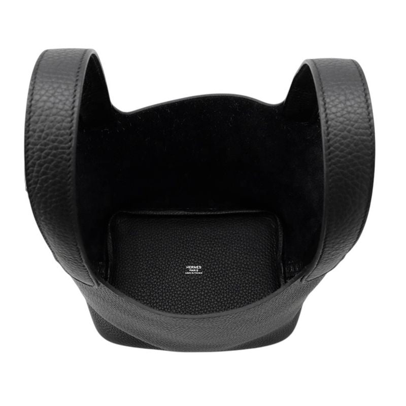 Hermes Handbag Picotin Lock PM Black Silver Taurillon Clemence