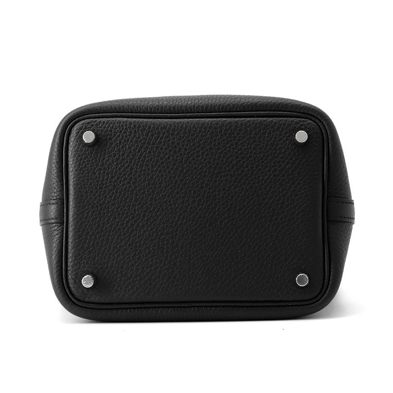 Hermes Handbag Picotin Lock PM Black Silver Taurillon Clemence