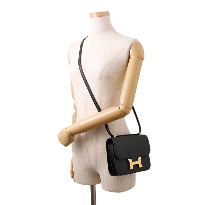 Hermes Mini Constance 3 Milloire Black Gold Epsom Handbag