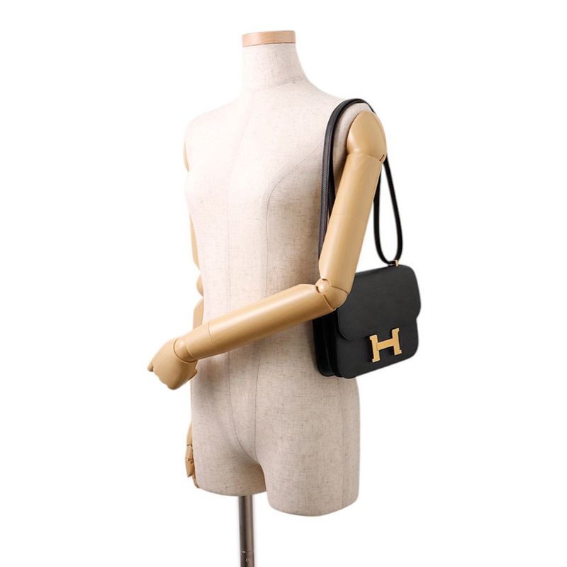 Hermes Mini Constance 3 Milloire Black Gold Epsom Handbag