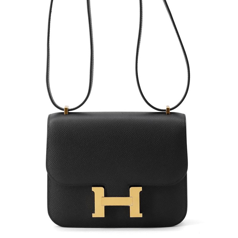 Hermes Mini Constance 3 Milloire Black Gold Epsom Handbag