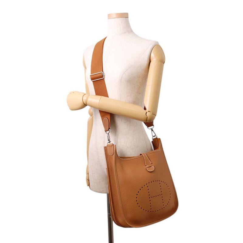 Hermes Shoulder Bag Evelyne 3 PM Gold Silver Taurillon Clemence