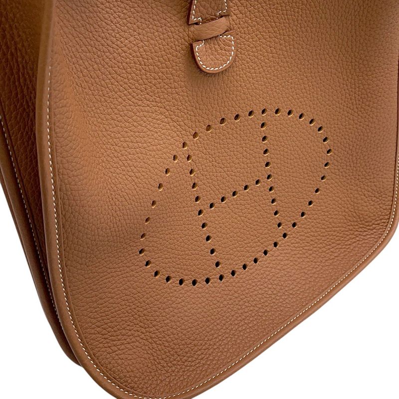 Hermes Shoulder Bag Evelyne 3 PM Gold Silver Taurillon Clemence