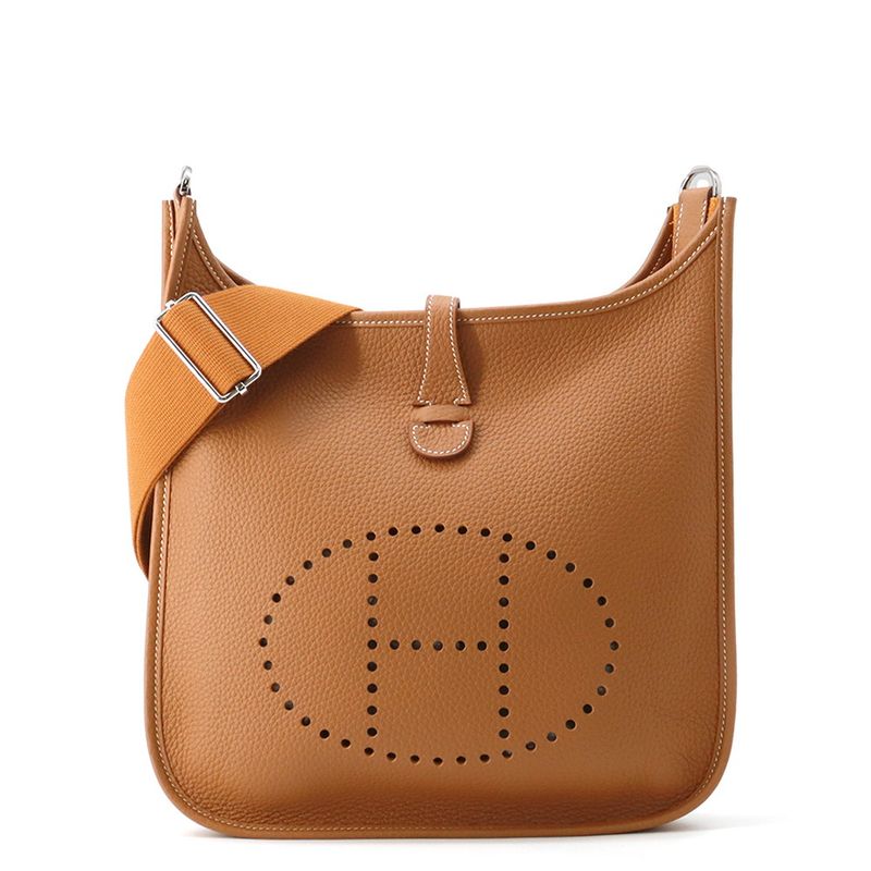 Hermes Shoulder Bag Evelyne 3 PM Gold Silver Taurillon Clemence