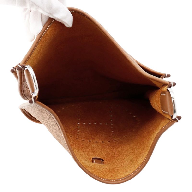 Hermes Shoulder Bag Evelyne 3 PM Gold Silver Taurillon Clemence