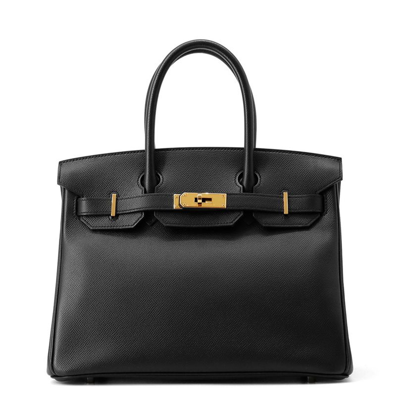 Hermes Birkin 30 Black Gold Epsom Handbag