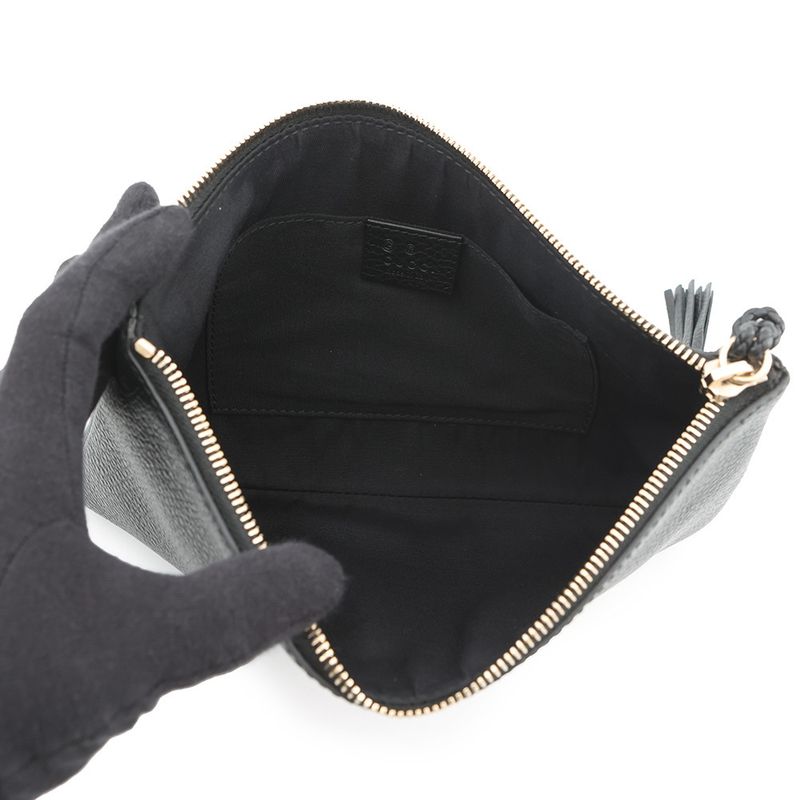 Gucci Clutch Leather Bamboo Tassel Pouch Second Mini