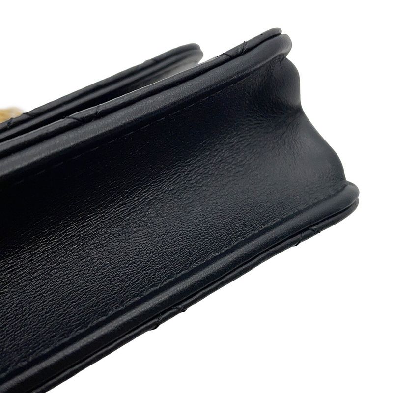 Chanel Chain Wallet Quilted 2.55 CC Logo Aged Calf Leather Handbag