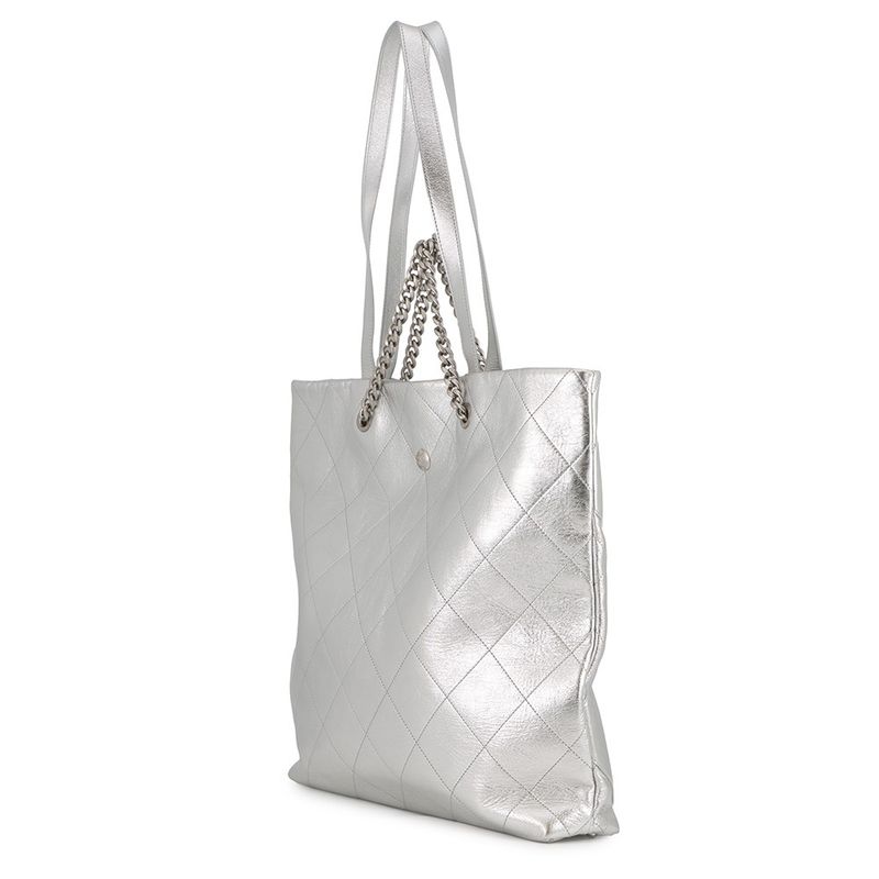 Chanel Chain Tote CC Logo Big Coco Quilted Club Monaco Shiny