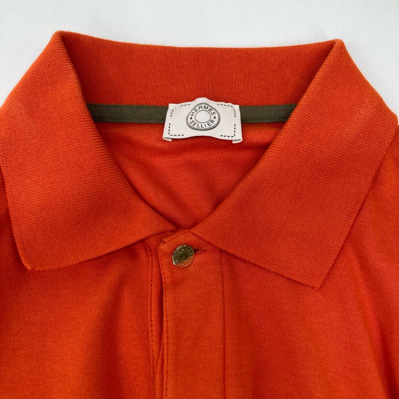 Hermes Orange Cotton Button Polo Shirt XL