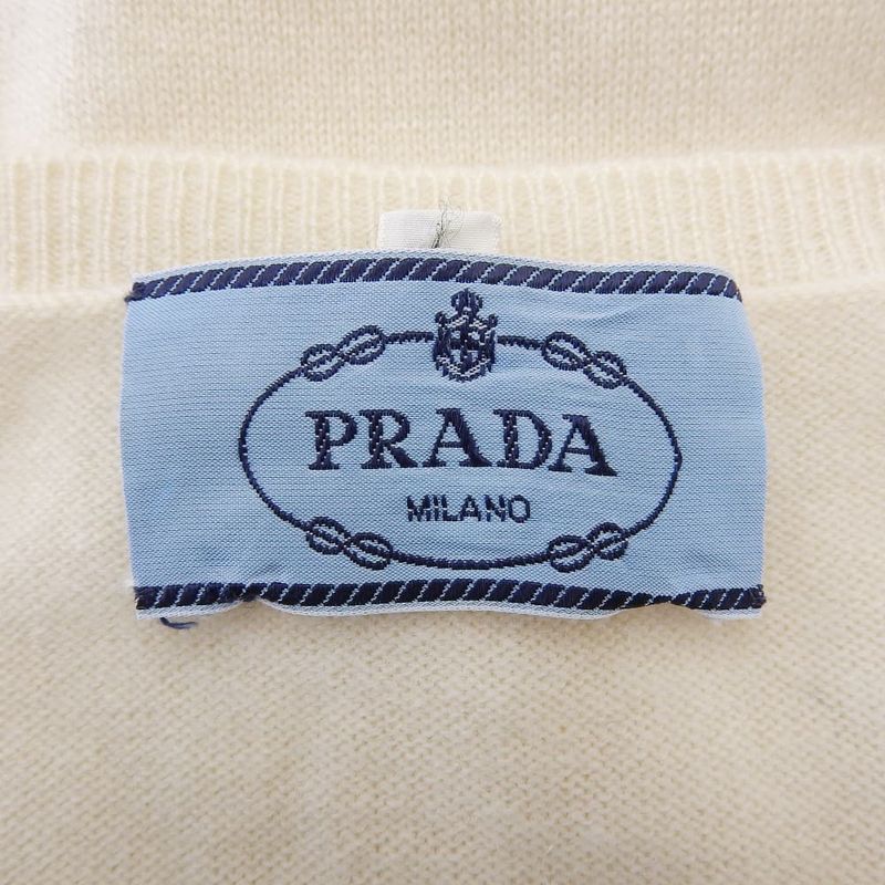 Prada Cashmere Long Sleeve Knit Top Ivory 42 Sweater )ivory