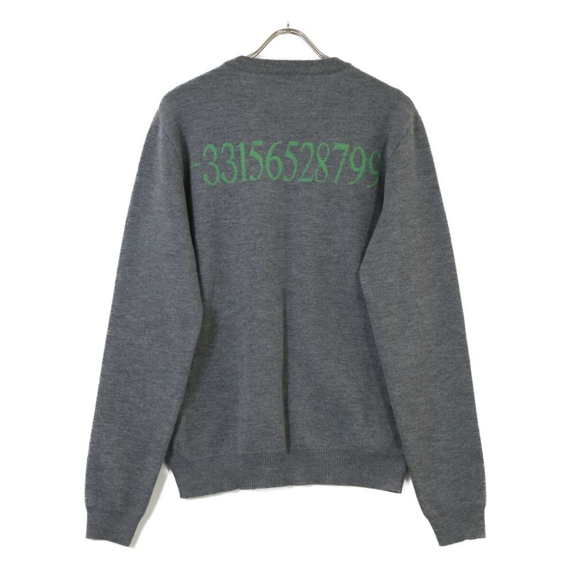 Balenciaga Back Number Crew Neck Knit Sweater ) Gray
