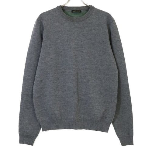 Balenciaga Back Number Crew Neck Knit Sweater ) Gray
